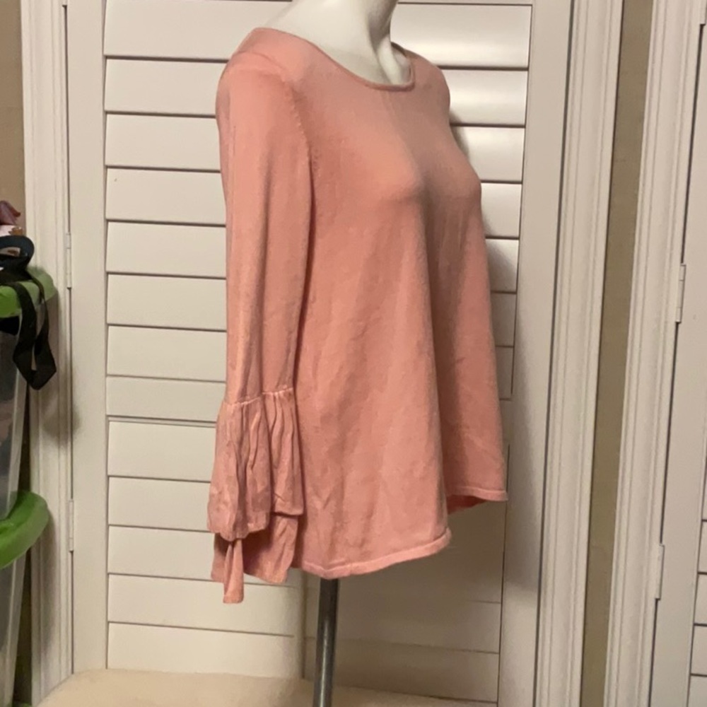 Pink Ruffled Bell Sleeve Blouse - Picture 2 of 7